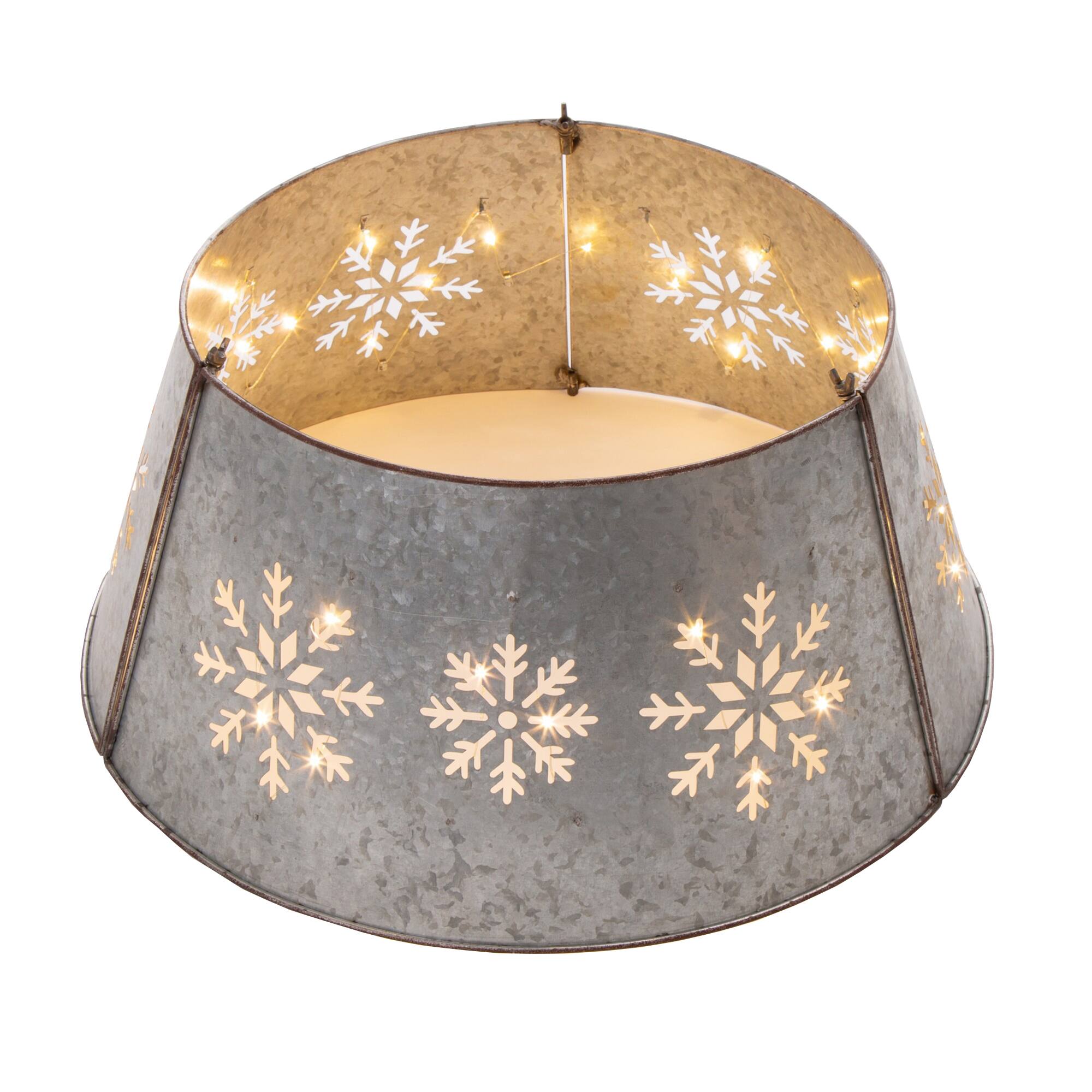 Glitzhome® 21" Snowflake Diecut Metal Tree Collar with Light String